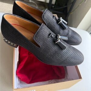 Christian Louboutin Black Zigzag Loafers with Tassels
